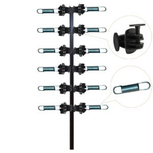 Parante esquinero con Aisladores doble pin look y resortes Cerco Eléctrico 6 hilos